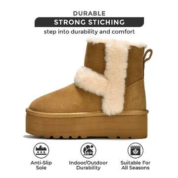 Project Cloud Genuine Suede Winter Boots for Women - Memory Foam Womens Boots & Platform Shoes for W...