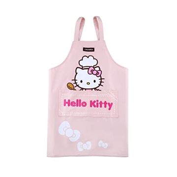 CHEFMADE Hello Kitty 100% Cotton Apron with Gift Box, Adjustable Cross Back Dress with 2 Pockets Kit...