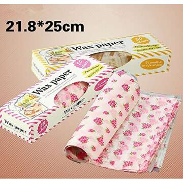Wax Paper,Food Picnic Paper,50 sheets Grease Proof Paper,Waterproof Dry Hamburger Paper Liners Wrapping Tissue for Plastic Food Basket By Meleg Otthon(floral pattern)