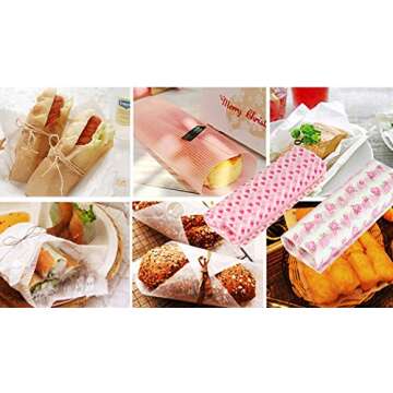 Wax Paper,Food Picnic Paper,50 sheets Grease Proof Paper,Waterproof Dry Hamburger Paper Liners Wrapping Tissue for Plastic Food Basket By Meleg Otthon(floral pattern)