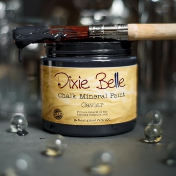 Dixie Belle Paint Company Chalk Finish Furniture Paint - Caviar (8oz) - Matte Black Chic Chalk Miner...