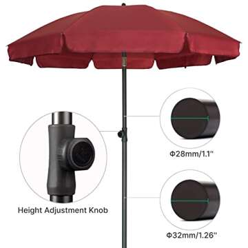AMMSUN 6.5ft Patio Umbrella with Tilt Steel Pole