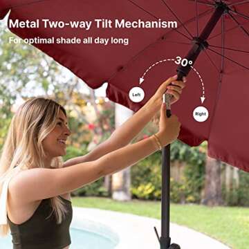 AMMSUN 6.5ft Patio Umbrella with Tilt Steel Pole