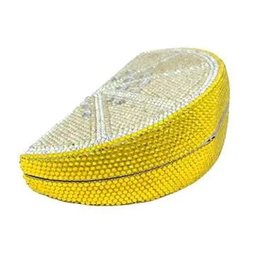 Tngan Women Cute Fruit Evening Clutch Sparkling Rhinestones Purse Crystal Banquet Prom Shoulder Bag, Lemon 1
