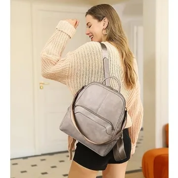 CLUCI Leather Backpack Purse Women Stylish Convertible Functional