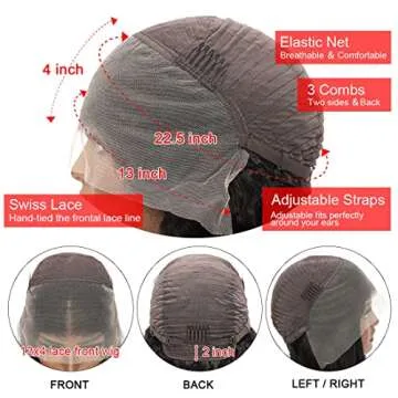 yz grace Deep Wave Lace Front Wigs Human Hair Pre Plucked 13x4 HD Lace Frontal Wigs 180% Density 10A Grade Brazilian Virgin Human Hair Curly Wigs for Black Women Human Hair (18 Inch)