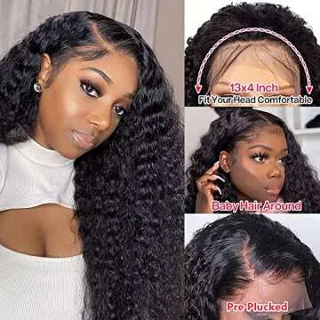 yz grace Deep Wave Lace Front Wigs Human Hair Pre Plucked 13x4 HD Lace Frontal Wigs 180% Density 10A Grade Brazilian Virgin Human Hair Curly Wigs for Black Women Human Hair (18 Inch)