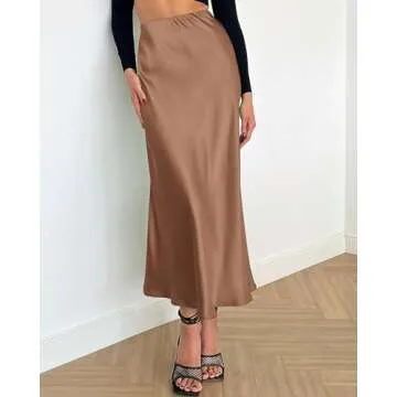 BTFBM Elegant Women's Satin Midi Skirt for All Occasions