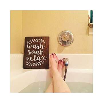 Elegant Signs Wash Soak Relax Wood Sign Bathroom Sign Bathroom Wall Art Bathroom Wood Sign Rustic Bathroom Decor (11 x 14 inch)