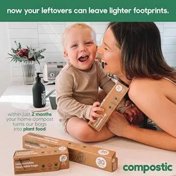 Compostic Home Compostable Resealable Gallon Bags (10.5"x10.5"), Microwave & Freezer Safe, Organic Food Storage Container, 60 Count (30 per box)