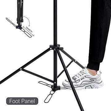 HYOUJIN Wig Head Stand Tripod Mannequin Head Stand Metal Adjustable Holder for Mannequin Head,Manikin Head,Training Head,Canvas Block Head with Wig Caps,T-Pins,Carry Bag (With Foot Panel)