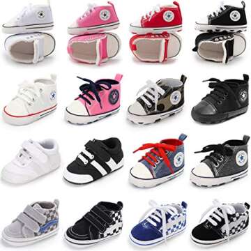 Tutoo Unisex Baby Boys Girls Star Sneaker Soft Anti-Slip Sole Newborn Infant First Walkers Cotton Sh...