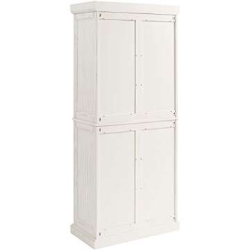 Crosley Furniture Seaside Coastal Pantry Storage Cabinet with Shelves, Kitchen, Dining, or Laundry Room, Distressed White