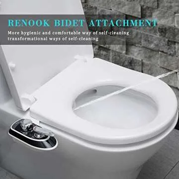 RENOOK Self-Cleaning Hot & Cold Water Bidet Toilet Attachment for Hygiene - Dual Nozzle, Non-Electri...