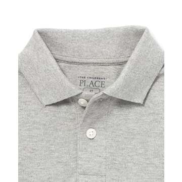 The Children's Place Baby Boys and Toddler Boys Long Sleeve Pique Polo, Smoke, 3T