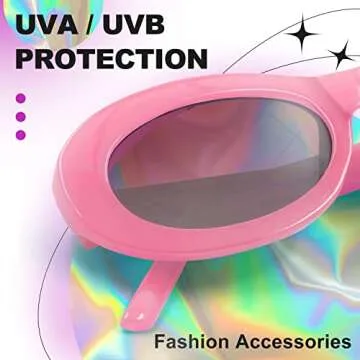 VISOONE Sunglasses with Narrow Oval Chic Hot Pink Frame For Women Men Fashion Outfit UV400 Protection MURIEL 1
