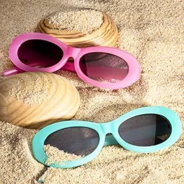 VISOONE Sunglasses with Narrow Oval Chic Hot Pink Frame For Women Men Fashion Outfit UV400 Protection MURIEL 1