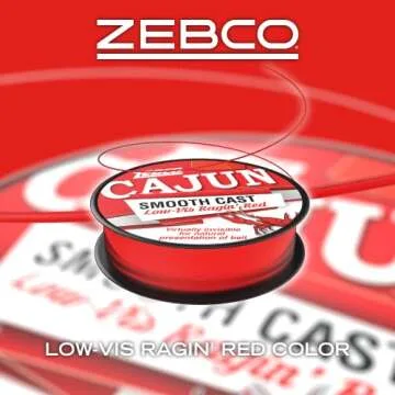 Zebco Cajun Smooth Cast Monofilament Fishing Line, Low-Vis Ragin’ Red Quarter Pound Spool, 1,450-Yards, 10-Pound, Virtually Invisible, Natural Presentation