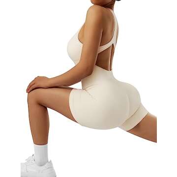 RXRXCOCO Women's Sexy Sleeveless Yoga Jumpsuits - Backless Bodysuit