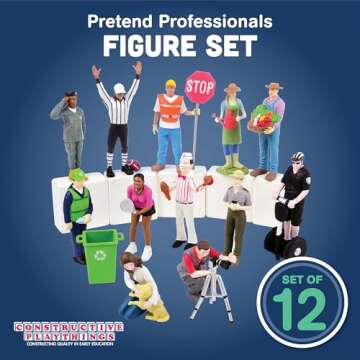 Constructive Playthings Pretend Professionals Career Toy Figure Set for Kids Ages 3+, Set of 12 Free...