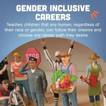 Constructive Playthings Pretend Professionals Career Toy Figure Set for Kids Ages 3+, Set of 12 Freestanding Inclusive and Diverse Dollhouse Toy Figurines, Multicolor