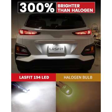 LASFIT 194 LED Bulb for License Plate Bulb White Bright,T10 168 LED Bulbs Canbus Error Free, 400LM 6000K 192 2825 W5W Bulb for Dome Map Trunk Cargo Lights (2-Pack)