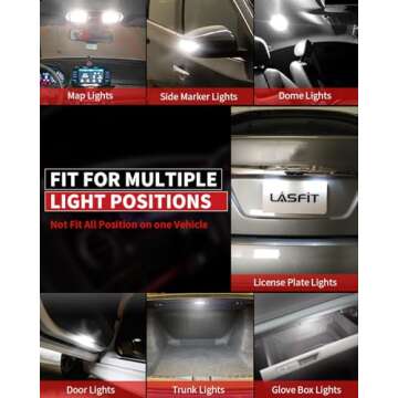 LASFIT 194 LED Bulb for License Plate Bulb White Bright,T10 168 LED Bulbs Canbus Error Free, 400LM 6000K 192 2825 W5W Bulb for Dome Map Trunk Cargo Lights (2-Pack)