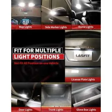 LASFIT 194 LED Bulb for License Plate Bulb White Bright,T10 168 LED Bulbs Canbus Error Free, 400LM 6000K 192 2825 W5W Bulb for Dome Map Trunk Cargo Lights (2-Pack)