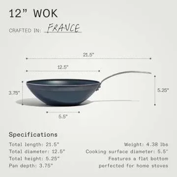 Made In Cookware - 12" Blue Carbon Steel Wok - (Like Cast Iron, but Better) - Professional Cookware - Crafted in France - Induction Compatible