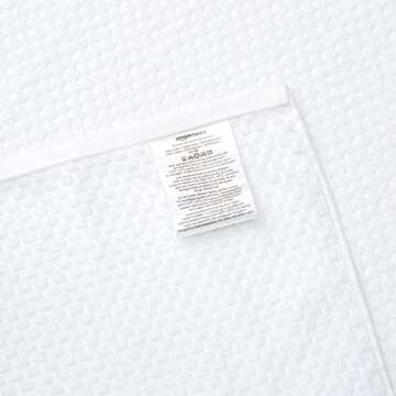 Amazon Basics Odor Resistant Textured Bath Towel, 30 x 54 Inches - 4-Pack, White