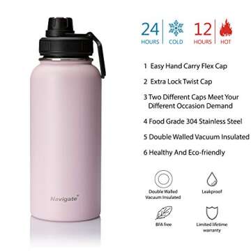 NAVIGATE 32oz Wide Mouth Insulated Water Bottle