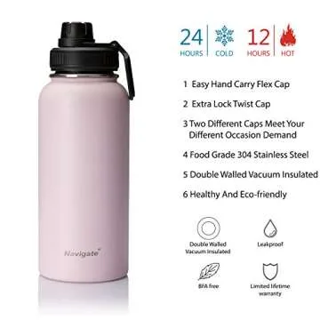 NAVIGATE 32oz Wide Mouth Insulated Water Bottle