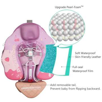 Mambobaby Float Add Tail Baby/Infant Swim Float with Canopy, Non-Inflatable Solid Upgrade Soft Water...