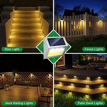 JSOT Solar Lights Outdoor for Deck,Waterproof Solar Powered Steps Light Outdoor Wireless LED Lamp Fe...