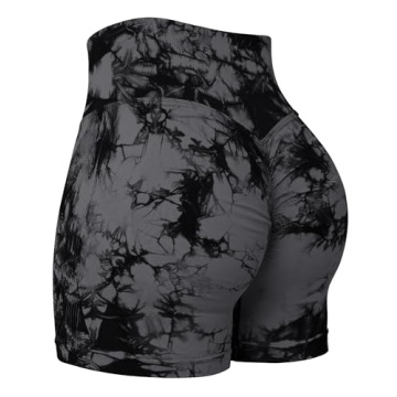 QOQ Womens Tie Dye Workout Biker Shorts - Booty Scrunch Design