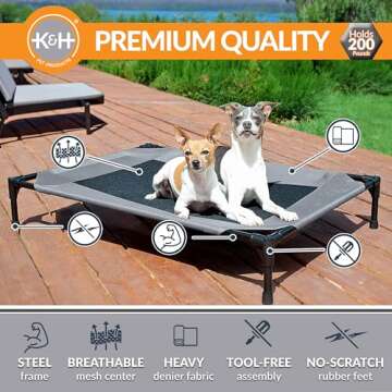 K&H Pet Products Outdoor Elevated Dog Cot, Breathable Cooling Elevated Cot Hammock Pet Bed for Large...