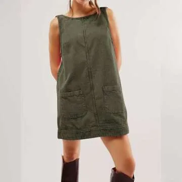 Fall Corduroy Overall Dress for Women Corduroy Jumper Dress A Line Pinafore Dress with Pockets Casual Mini Skirt All Corduroy Skirt Women Suede Pinafore Dress,Green Corduroy Dress,XL