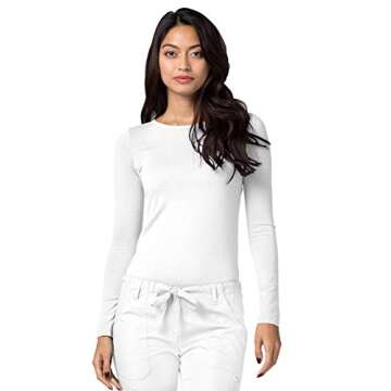 Adar Uniforms Underscrubs for Women 2 Pack - Long Sleeve Underscrub Comfort Tee - 2902 - Black/White...