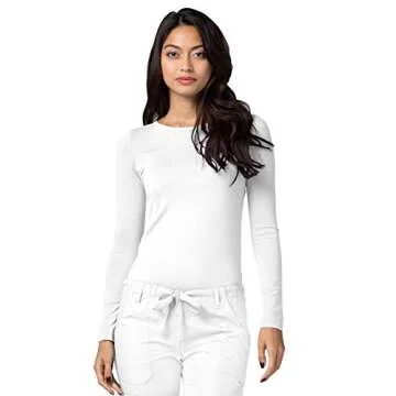 Adar Uniforms Underscrubs for Women 2 Pack - Long Sleeve Comfort Tee - 2902 - Black/White - M
