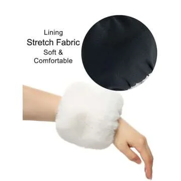 LA CARRIE Women's Leopard Print Faux Fur Wrist Cuffs - Stylish Arm Warmers for Winter Comfort