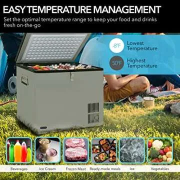 Whynter Qt Refrigerator/Portable Travel-Chest Freezer/Fridge for Car, Camping, RVs & More, -8°F to 50°F Temperature Range, AC 110V/ DC 12V, FM-85G, Gray, 85 Quart