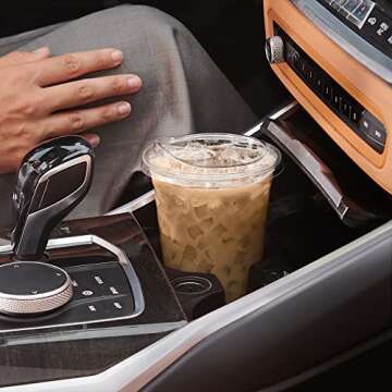ELEGANT DISPOSABLES 20 oz. Clear Cups with Straw less Sip-Lids, PET Crystal Clear Disposable 20 oz Plastic Coffee Cups with Lids [50 Sets]