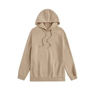 Floerns Women's Letter Graphic Print Long Sleeve Drawstring Hoodie Sweatshirt A Khaki M