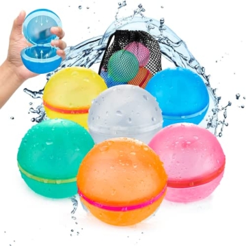 Tizikcon 6 PCS Reusable Water Balloons - Eco-Friendly Water Bombs for Summer Fun