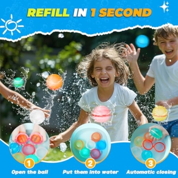 Tizikcon 6 PCS Reusable Water Balloons for Kids Summer Fun