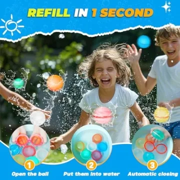 Tizikcon 6 PCS Reusable Water Balloons for Kids Summer Fun