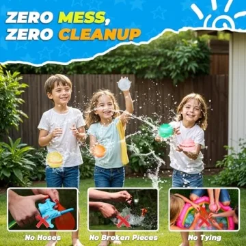 Tizikcon 6 PCS Reusable Water Balloons for Kids Summer Fun