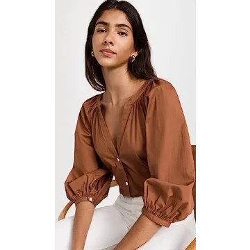 Stylish STAUD Women's New Dill Top with Puff Sleeves