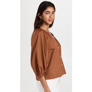 Stylish STAUD Women's New Dill Top with Puff Sleeves