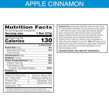 Nutri-Grain Soft Baked Breakfast Bars, Made with Whole Grains, Kids Snacks, Value Pack, Apple Cinnamon, 20.8oz Box (16 Bars)- Pack of 3